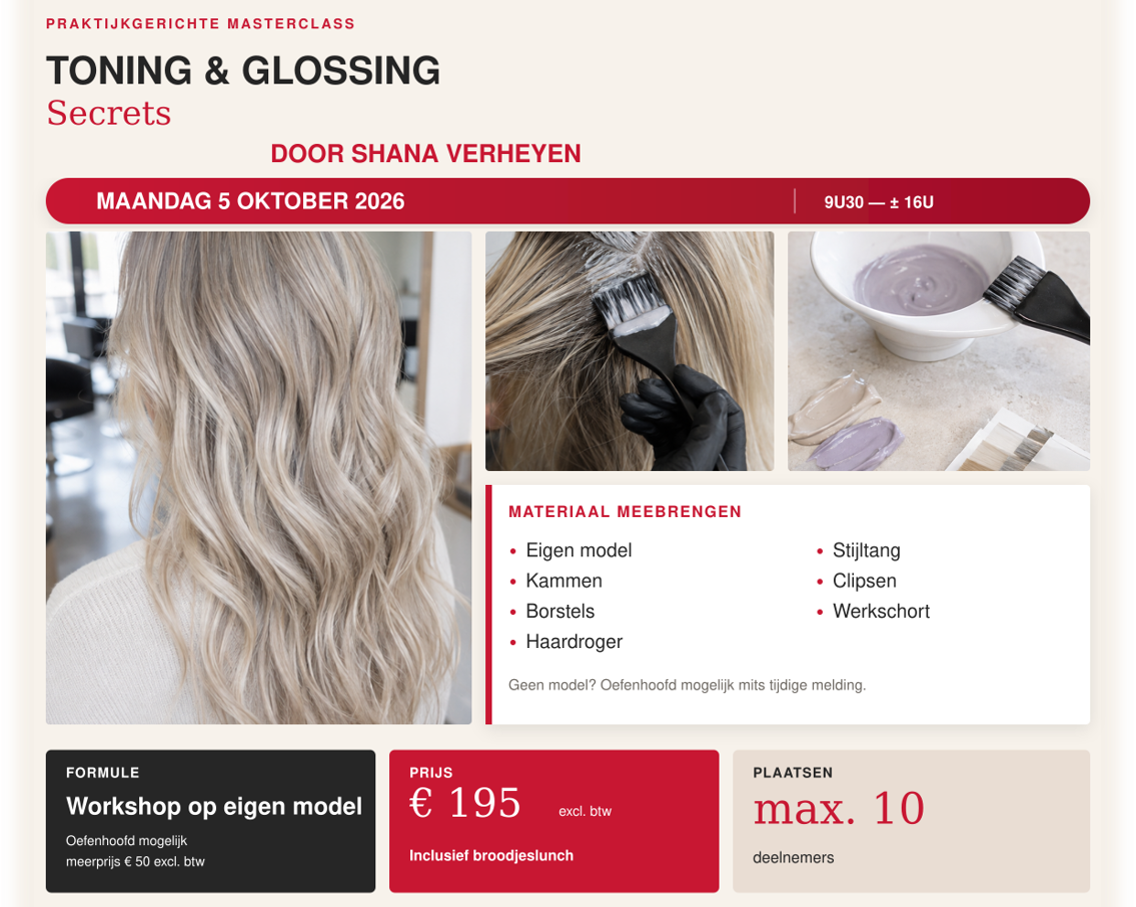 WORKSHOP: Toning & Glossing Secrets door Shana Verheyen - 05 10 2026