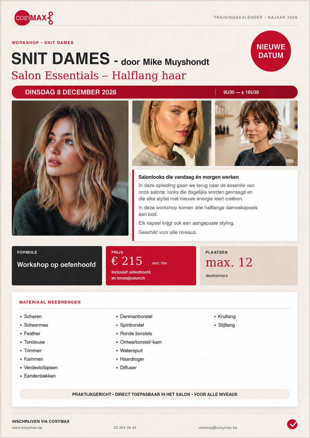 WORKSHOP: SNIT DAMES - Salon Essentials halflang haar - Mike Muyshondt - 8 december 2026