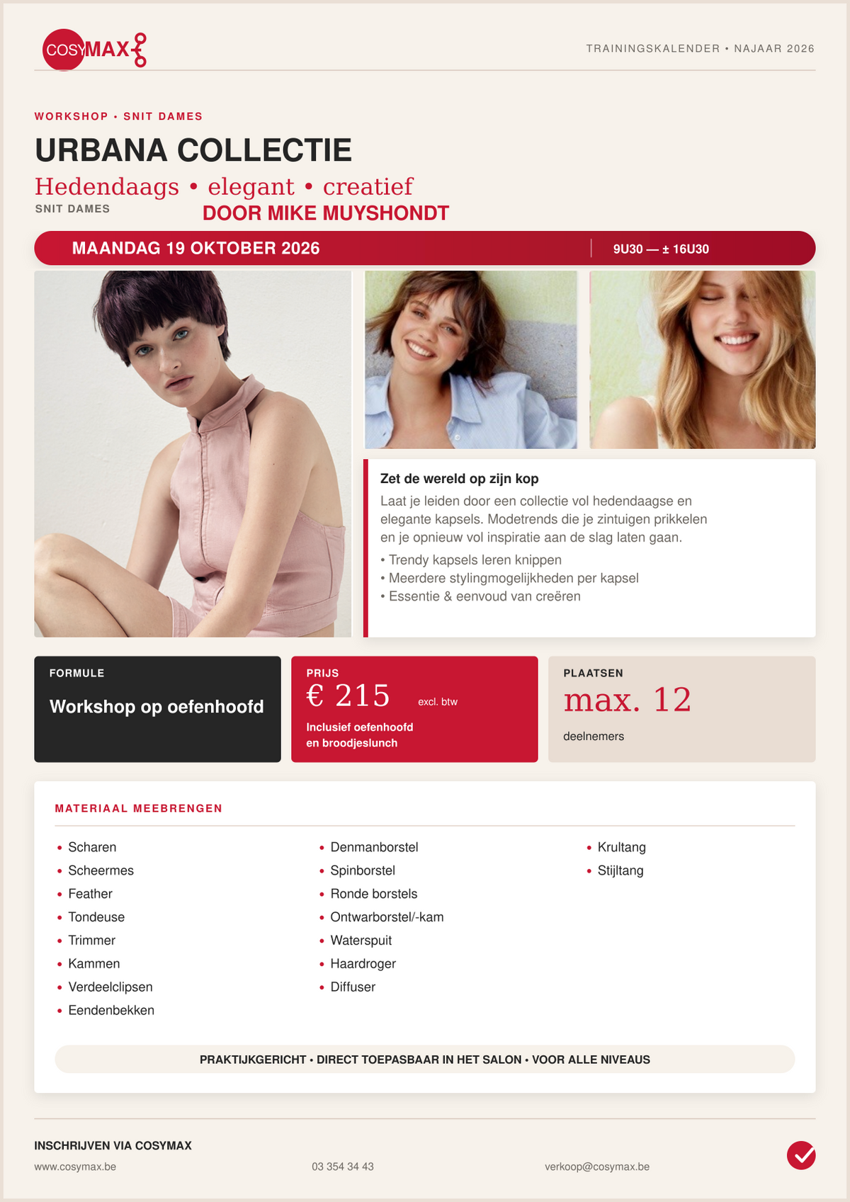 WORKSHOP: SNIT DAMES - Urbana Collectie door Mike Muyshondt - 19-10-2026